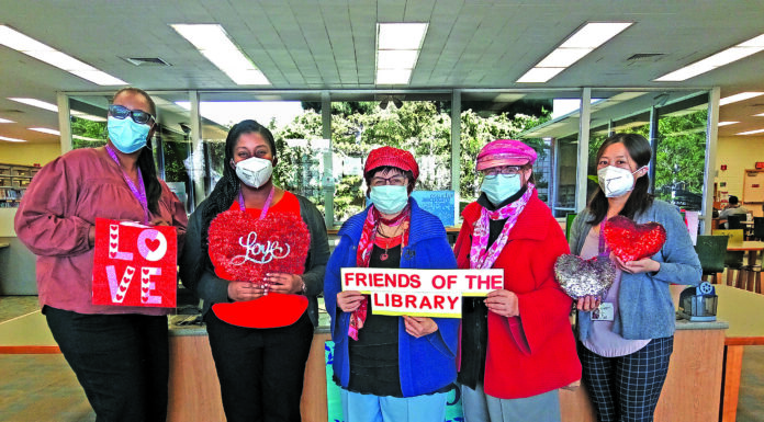 Library staff and FOL send love from the Heart