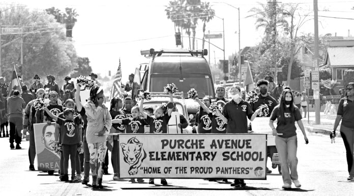 Purche School on the parade march